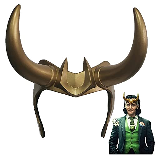 Loki Helm mit Hörnern Cosplay Requisiten Loki Krone Maske Halloween Kostüm (PVC-Maske) von 通用