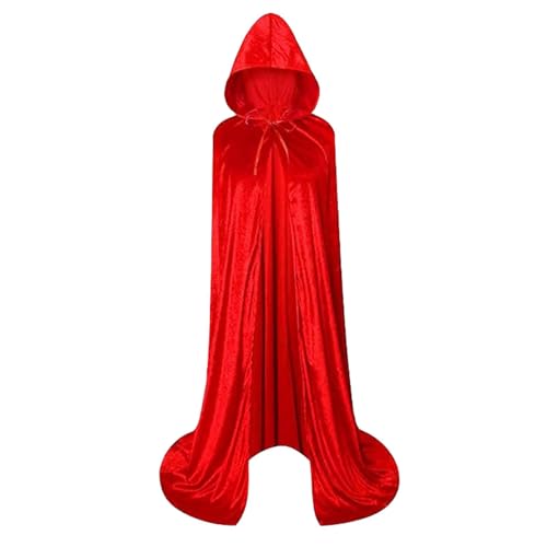 Vampirkostüm Erwachsene Kapuzenmantel Umhang in voller Länge Samt Cosplay Mähne Umhang Halloween Cosplay Umhang für überzeugende Vampir-Hexenkostüm Luxus Samt Damen und Herren von ノーブランド品