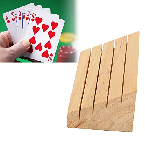 01 Kartenhalter für Spielkarten, Holz, 4 Steckplätze, bequem zu verwenden, ideal für kleine Hände und Arthritis, hochwertige Holzwerkstoffherstellung von 01