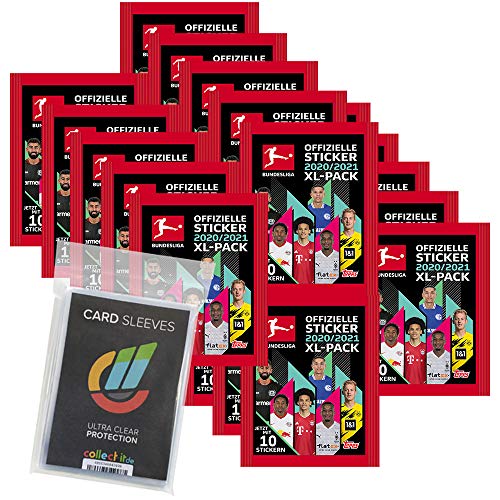 Topps Bundesliga Sammelsticker 2020/21-20 Tüten + 40 Collect-it Hüllen Sleeves von 1. Bundesliga