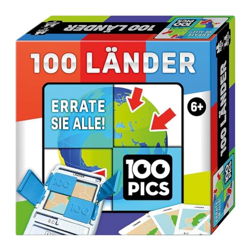 100 PICS 20208048 Quizspiel Länder, Lernspiel für die ganze Familie, Brainteaser, Reisespiel für Erwachsene und Kinder ab 6 Jahren von 100 PICS