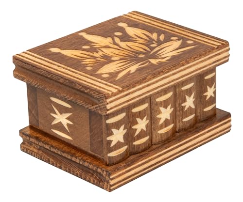 Puzzlebox Kleine Holzkiste Ringbox Puzzlebox für Erwachsene Geheimkiste Schatzkiste Dekobox Brain Teaser Puzzles Verstecktes Fach von 1450`S DESIGN