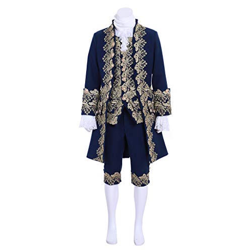 Herren viktorianisches Fancy Outfit 18th Century Regency Frack Weste Halloween Kostüm (M-H: (172,7–175,3 cm)C: (96,5–101,6 cm)B: (81,3–86,4 cm)H: (96,5–101,4 cm). 1,6 cm ), Marineblau) von 1791's lady