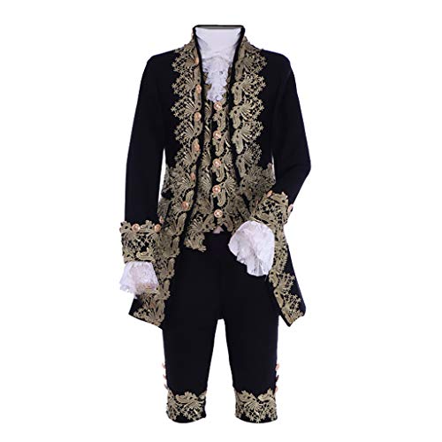 Herren viktorianisches Fancy Outfit 18th Century Regency Frack Weste Halloween Kostüm (XL-H: (180,3-185,4 cm)C: (116,8-121,9 cm)B: (101,6-106,7 cm)H: (111,7 cm 8-116 0,8 cm), Schwarz) von 1791's lady