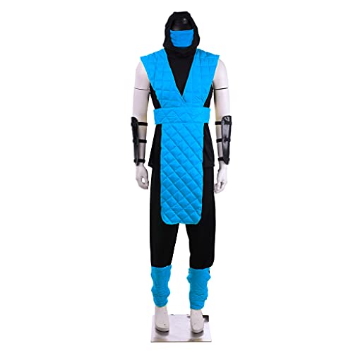 Mortal Kombat 11 Sub Zero Cosplay Kostüm Herren Outfit (Blau 1, XL) von 1791's lady