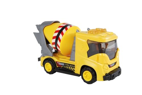 2-Play Bauwagen Betonmischer Friktion Licht und Sound in Aufbewahrungsbox 20cm, Spielzeug für Kinder, 510368 von Van Manen