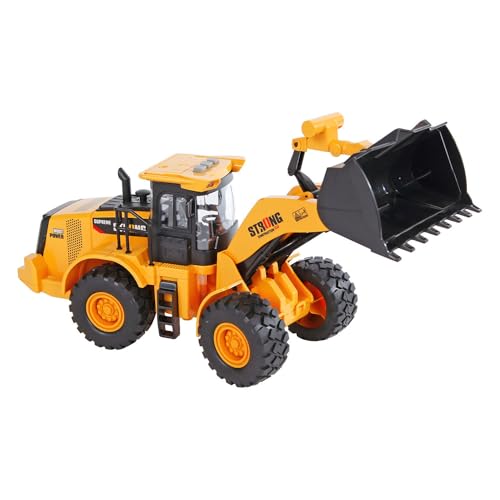 2-Play Bulldozer Licht und Sound Frictionsantrieb 30cm, Farbe Gelb, Spielzeugauto, Spielzeug für Kinder, 510354 von 2-Play