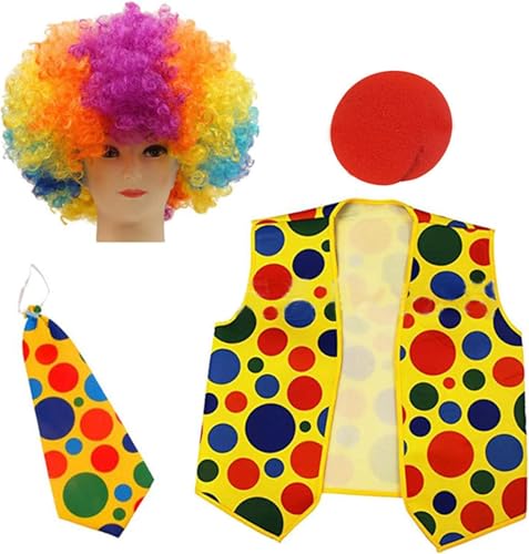 23GUANYI Clown Kostüm Kinder Clown Kostüm Kinder Karneval Kostüm Kinder mit Clown Perücke von 23GUANYI