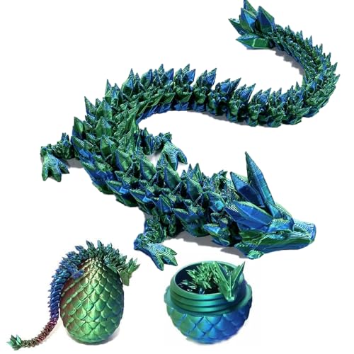 24Ersi 3D Gedrucktes Drachenei Geheimnisvolle Drachen,3D Printed Drachenei,Dragon Drachen Spielzeug,Drachen Figuren,Realistische Beweglicher Drachenei mit Drache (Laser Grün) von 24Ersi