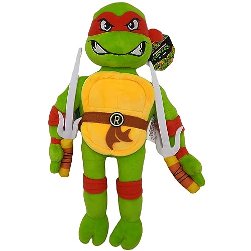 2iX - Teenage Mutant Ninja Turtles Mutant Mayhem - 32 cm Kuscheltier - Plüschfigur zum Kuscheln und Spielen, tolles Geschenk für TMNT-Fans ab 3 Jahren (Raphael) von 2iX
