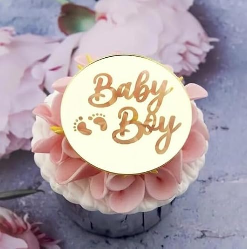 3 Little Desserts Baby Boy Cake Topper - Premium Acryl Dekoration für Babypartys und Feiern - 6 Stück von 3 LITTLE DESSERTS