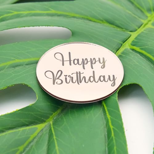 3 Little Desserts Cupcake-Topper "Happy Birthday" – gravierte Scheiben – Geburtstagsparty-Cupcake-Topper – Cupcake-Scheiben für Geburtstag – Acryl-Spiegel-Kuchenaufsatz – 6er-Set von 3 LITTLE DESSERTS