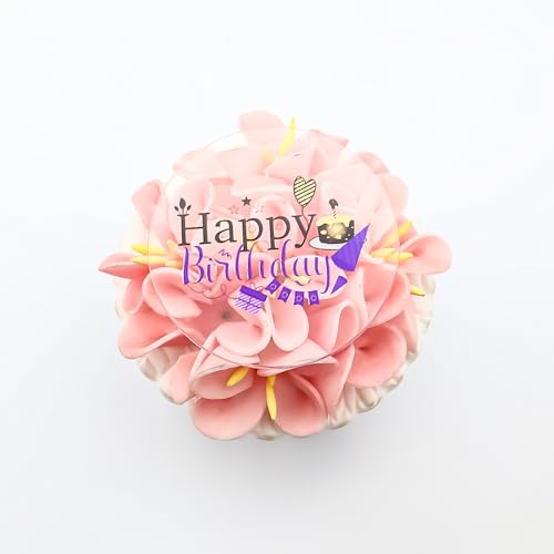 3 Little Desserts Happy Birthday Cupcake Topper Discs - Gravierte Scheiben - Geburtstag Party Cupcake Topper - Cupcake Scheiben für Geburtstag - Acryl Spiegel Cake Toppers - Transparent von 3 LITTLE DESSERTS