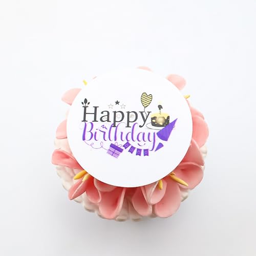 3 Little Desserts Happy Birthday Cupcake Topper Discs - Gravierte Scheiben - Geburtstagsparty Cupcake Topper - Cupcake Scheiben für Geburtstag - Acryl Spiegel Kuchen Topper von 3 LITTLE DESSERTS