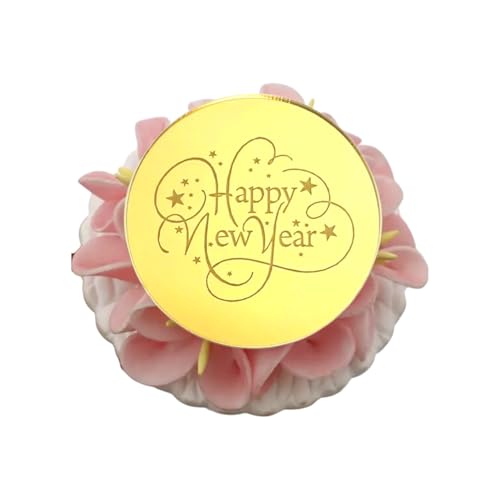 6 Stück Happy New Year Cupcake Discs Topper - Elegante Acryl Cake Topper, Perfekt für Neujahrsfeiern von 3 LITTLE DESSERTS von 3 LITTLE DESSERTS