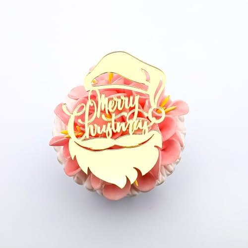 Cupcake-Charm-Topper mit Aufschrift "Merry Christmas", elegante Acryl-Kuchenaufsätze, perfekt für Feiertagsfeiern (6 Stück) (Stil 6) von 3 LITTLE DESSERTS