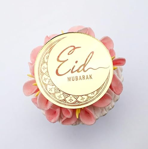 EID Mubarak Cupcake-Topper mit Gravur – Iftar Party Cupcake Topper – Ramadan Kareem Cupcake Topper – Acryl Spiegel Kuchen Topper – 6 Stück von 3 LITTLE DESSERTS