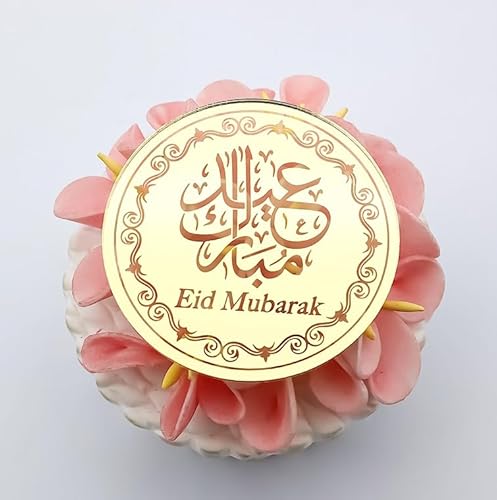 EID Mubarak Cupcake-Topper mit Gravur – Iftar Party Cupcake Topper – Ramadan Kareem Cupcake Topper – Acryl Spiegel Kuchen Topper – 6 Stück von 3 LITTLE DESSERTS