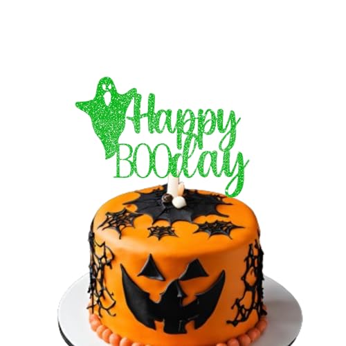 Happy Boo Day Cake Topper Kuchendekoration Zubehör Halloween Thema Kuchen Topper Kürbis Party Supplies Halloween Kuchen Dekoration (Grün) von 3 LITTLE DESSERTS