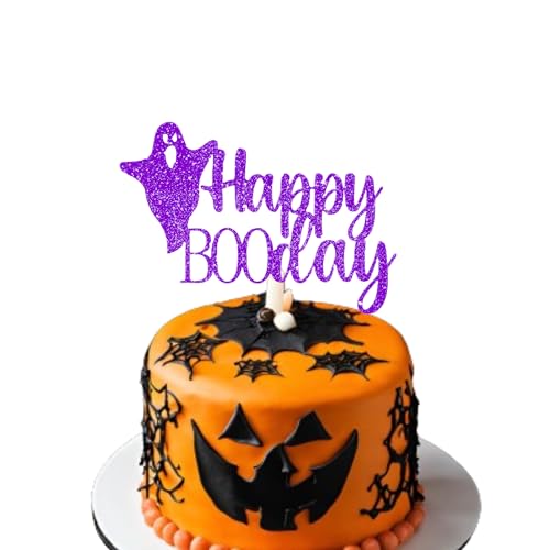 Happy Boo Day Cake Topper Kuchendekoration Zubehör Halloween Themed Cake Topper Kürbis Party Supplies Halloween Kuchen Dekoration (Lila) von 3 LITTLE DESSERTS