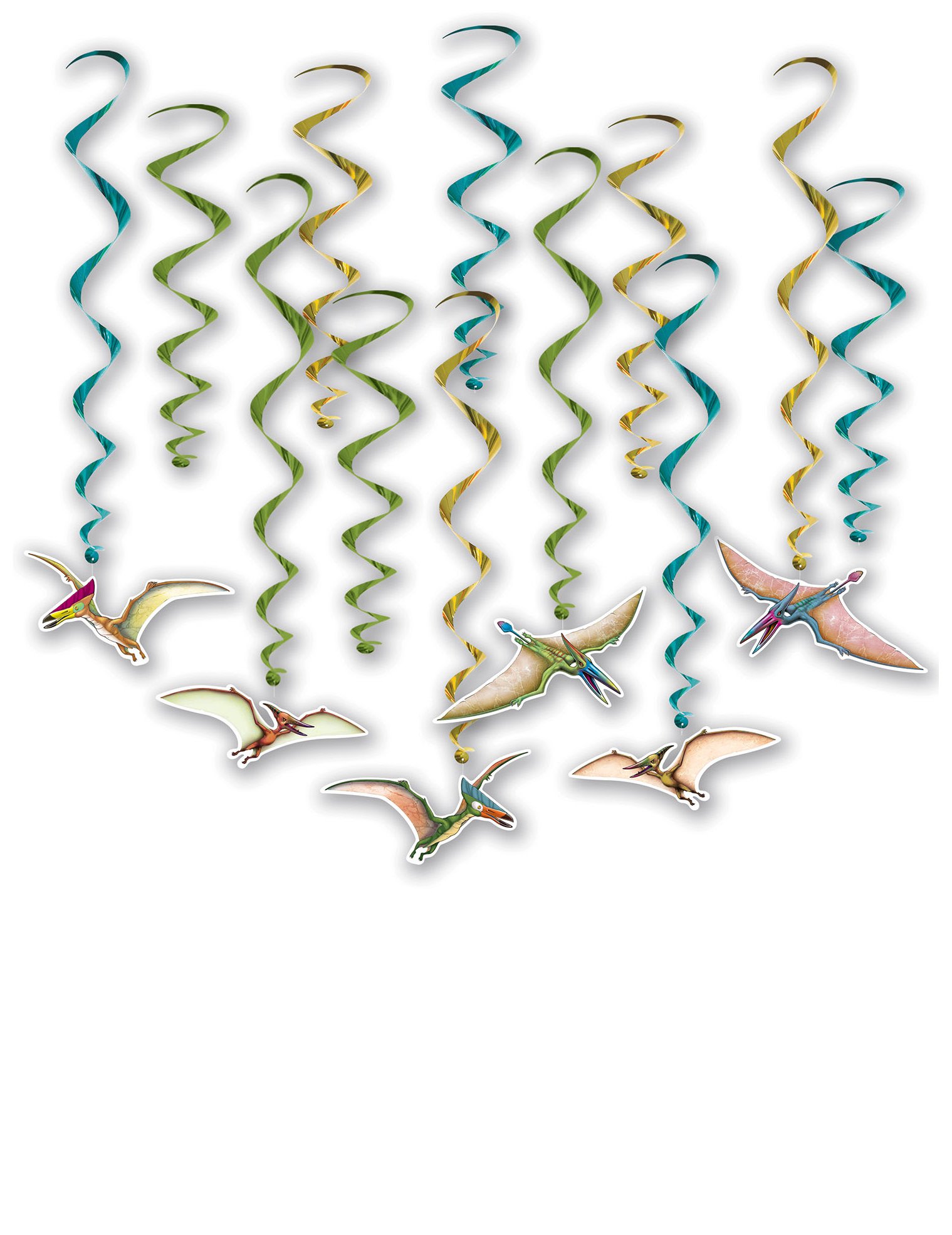 Flugdinosaurier-Hängedekoration 12 Stück bunt 43x81cm von 360 DEGREES