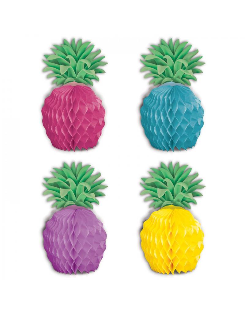 Papier-Ananas Tischdeko 8 Stück bunt 12 cm von 360 DEGREES