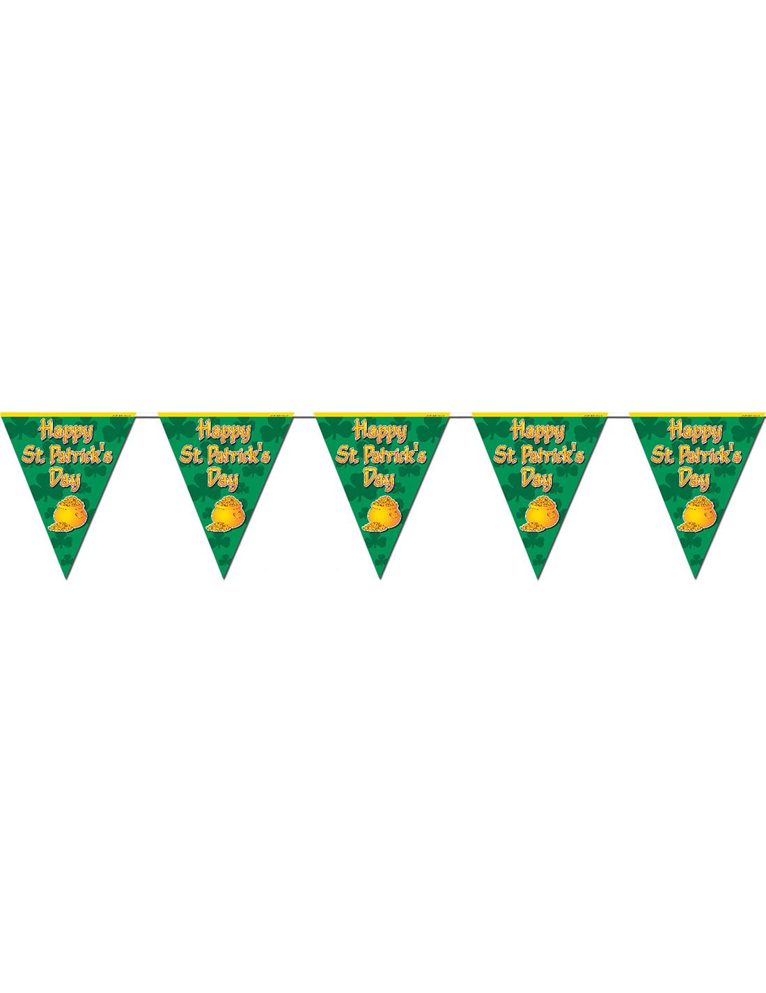 St. Patrick's Day Wimpel-Girlande Goldtopf-Motiv grün-gold 360x25cm von 360 DEGREES