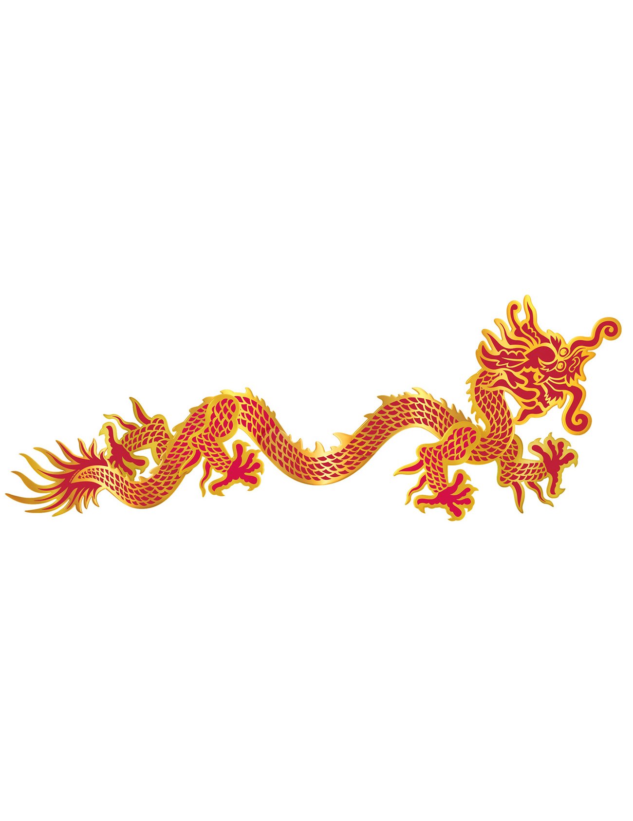 Wanddeko Chinesischer Drache Neujahr rot-gold 96cm von 360 DEGREES