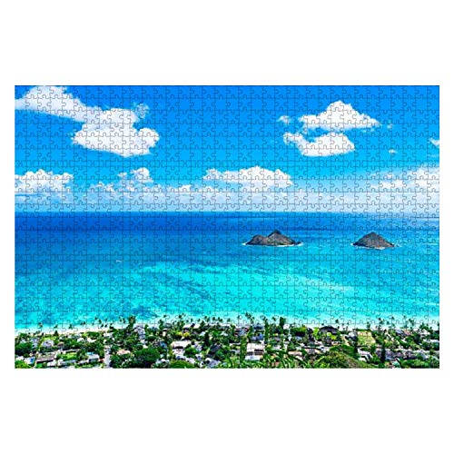 Jigsaw Puzzle 1000 Stück Lanikai Beach Von Oben Gesehen In Kailua, Oahu, Hawaii Puzzle Schwer Liebhaber Holzpuzzle Erwachsene Familienspiele Holzpuzzlespielzeug von 385