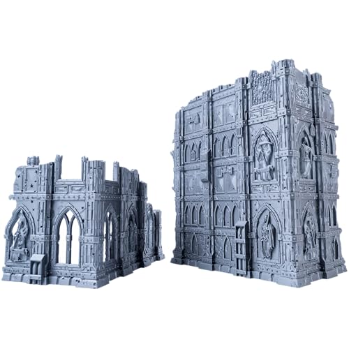 3D Vikings Domina Ferrum Ruins Set: Grim Dark Gothic Sci-Fi Terrain für Tabletop RPGs und Wargames, 28/32 mm Maßstab, unlackiert von 3D Vikings