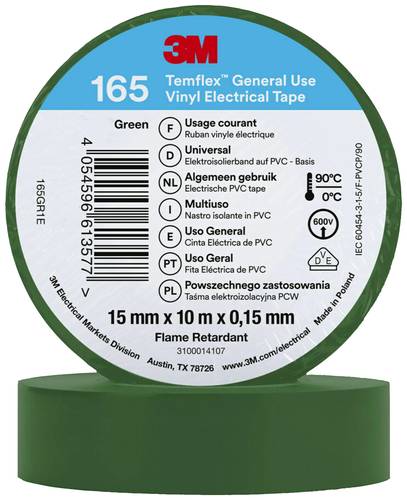 3M Temflex™ 165 165GR1E Isolierband Temflex™ 165 Grün (L x B) 10m x 15mm von 3M