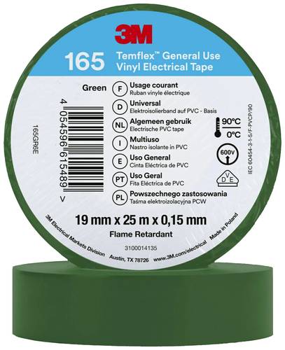 3M Temflex™ 165 165GR6E Isolierband Temflex™ 165 Grün (L x B) 25m x 19mm von 3M