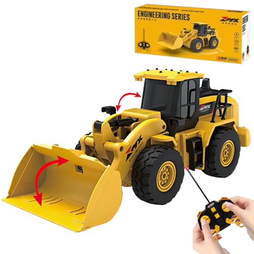 3T6B Ferngesteuerter RC Bulldozer,1:24 Baufahrzeug mit Funktionen Licht und Sound, inkl. Batterien und Fernsteuerung, für Jungen und Mädchen von 3T6B