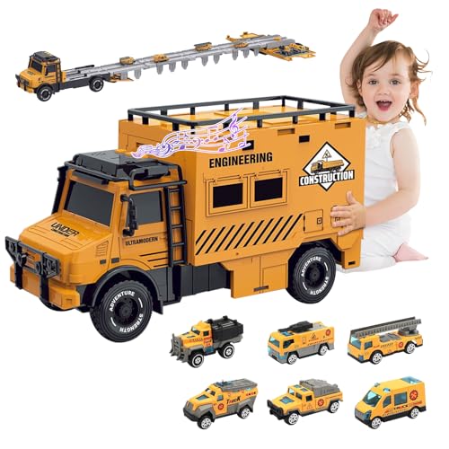 3T6B Transport Truck Spielzeugautos für Jungen Alter 3 4 5 6 7, Tragbares Auto Spielzeug Set mit 6 Rennautos, Rennbahn Truck Spielzeugaut mit Lichtern, Transporter Fahrzeug Spielzeug Set für Kinder 3T6B Transport Truck Spielzeugautos für Jungen Alter 3 4 5 6 7, Tragbares Auto Spielzeug Set mit 6 Rennautos, Rennbahn Truck Spielzeugaut mit Lichtern, Transporter Fahrzeug Spielzeug Set für Kinder von 3T6B