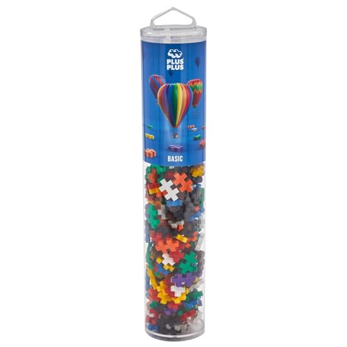 Plus-Plus 9604185 Mini Tiere Geniales Konstruktionsspielzeug, Tube Basic Mix, Bausteine-Set, 240 Teile, bunt, Tube-240 Pieces von Plus-Plus