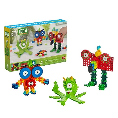 Plus-Plus 9603907 Geniales Konstruktionsspielzeug, Learn to Build, Aliens & Monster, Kreativ-Bausteine, 245 Teile, Mehrfarbig, Mini, PP3907 von Plus-Plus