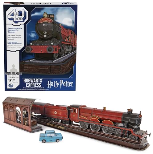 4D Build - Harry Potter, Hogwarts Express, 3D-Puzzle der magischen Eisenbahn aus hochwertigem Karton, 181 Teile, für Fans der magischen Abenteuerserie ab 12 Jahren, Rot/Schwarz von 4D Build