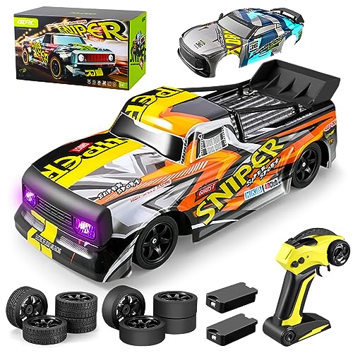 4DRC H4 Ferngesteuertes Auto 1:16, 4WD RC Car 30 km/h mit LED Licht, 2 Akku 50 Minuten Laufzeit, 2.4-GHz Fernbedienung Rennenauto Spielzeug für Erwachsene und Kinder von 4DRC