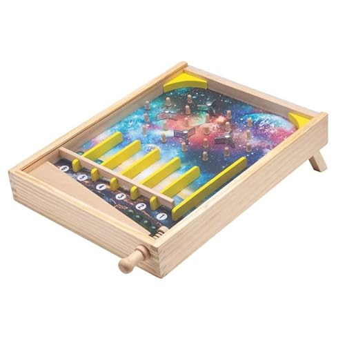 4IQ Group Hölzernes Flipper Spielzeug für Kinder - Kinderspielzeug ab 3 Jahre 5 cm x 28 cm x 37 cm, Griffhöhe: 43,5 cm - Spielesammlung Flipper Arcade aus Holz von 4IQ Group