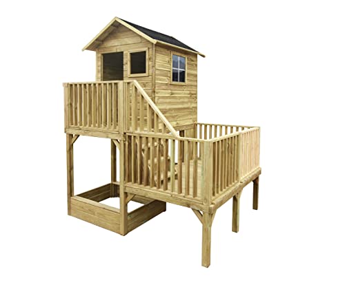 4IQ Group Spielhaus Kinder Outdoor Holz - Gartenhaus Kinder Aus Imprägniertem Kiefernholz - Stelzenhaus Garten Modularer Aufbau für Draußen von 4IQ Group