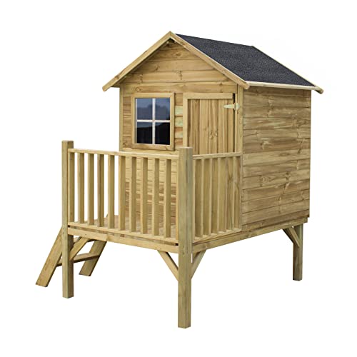 Gartenhaus Kinder - Spielhaus Kinder Outdoor - Aus Imprägniertem Gehobeltem Kiefernholz - Kinder Spielhaus für Draußen - Originell und Einzigartig Gartenspielhaus - Holzart Gehobelte Kiefer (Holz) von 4IQ Group