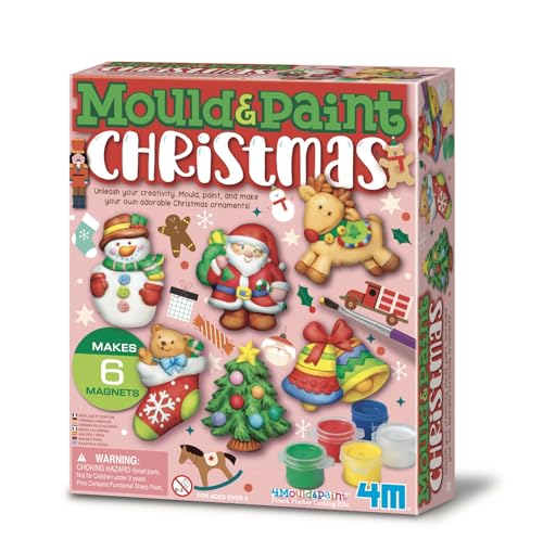 4M 4808 Modellieren und malen Sie Weihnachtsfiguren Kreativ-Set, Kreieren Sie mit Kreide und malen Kühlschrankmagnete, mehrfarbig, 5-12 Jahre von 4M