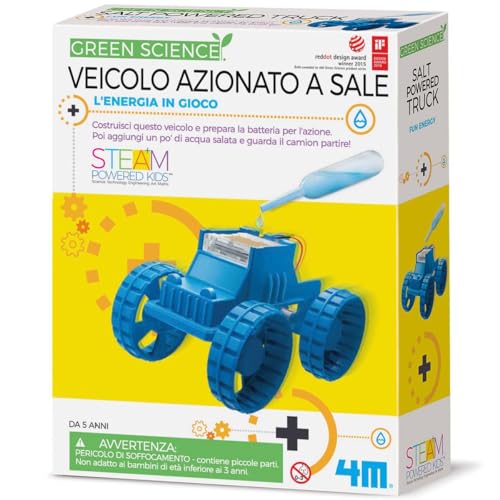 4M Green Science - Salzwasser Truck - Nachhaltige Energie für Kinder, Spielzeug Set zum Bau eines alternativen Antriebsfahrzeugs von 4M