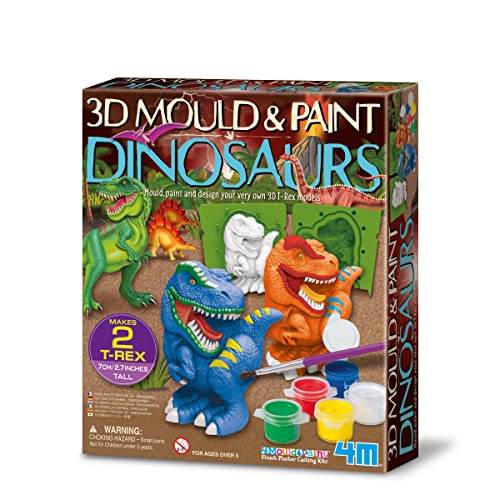 4M - KidzLabs Mould&Paint - 3D Dinosaurier Gips- und Malset - Gipsfiguren selber gießen, Figuren zum bemalen, Handmade Bastelgeschenke - basteln mit Kindern ab 5 Jahre von 4M