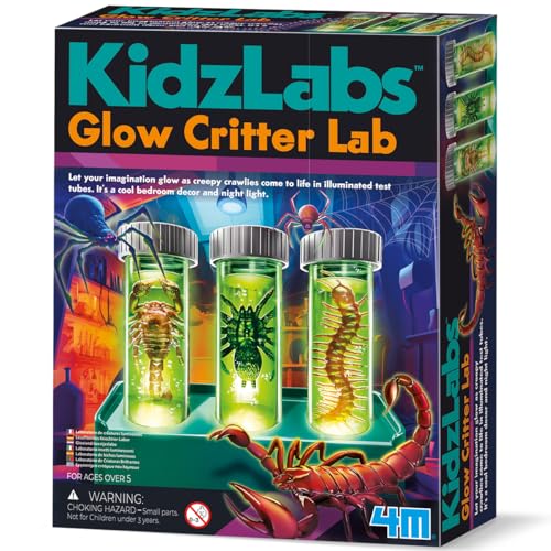 KidzLabs Glow Critter Lab, gruselige Krabbeltiere Werden zum Leben, beleuchtete Reagenzgläser, Wissenschaftsprojekt und Nachtlicht für Kinder ab 5 Jahren von 4M