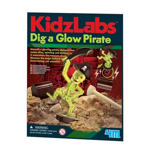 KidzLabs – Graben Sie einen leuchtenden Piraten, Unearth a Piratenskelett, STEM Fun Lernset für Kinder ab 5 Jahren von 4M