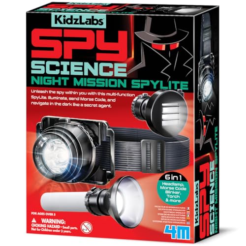 KidzLabs - Spionagewissenschaft Nachtmission Spylit, Wissenschaft und Technologie für Kinder, Spionage-Rollenspiel-Detektiv-Kit mit Spylit- und Morsecode für Kinder ab 5 Jahren von 4M