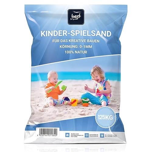 4myBaby GmbH - Spielsand 125kg | Quarz Sand für Sandkasten | Kinder Spielsand | Dekosand | Spielsand für Sandkasten | Keimfreier Spielsand | Gewaschener Feiner Quarzsand | Spielsand (5 x 25 kg Säcke) von 4myBaby GmbH