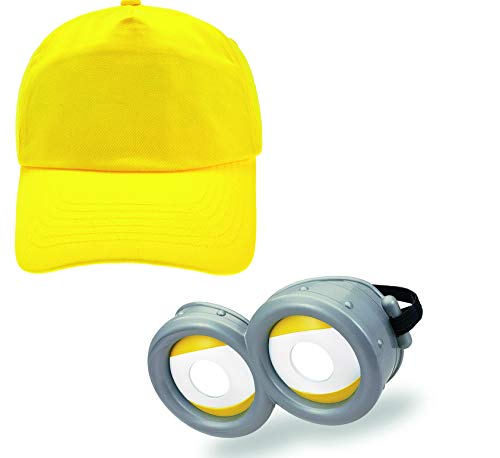 Smal Hat Goggle Eyes Brille und Gelber Hut Schwarze Handschuhe für Weihnachten Halloween Festliche Party Kostüm, Fancy Dress Kostüm von 4sold