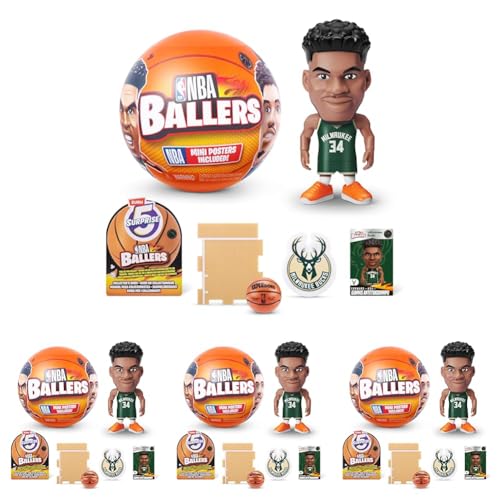 5 SURPRISE NBA Ballers von ZURU Basketball Sammelfigur (1 Kapsel), Single Capsule (Packung mit 4) von 5 SURPRISE